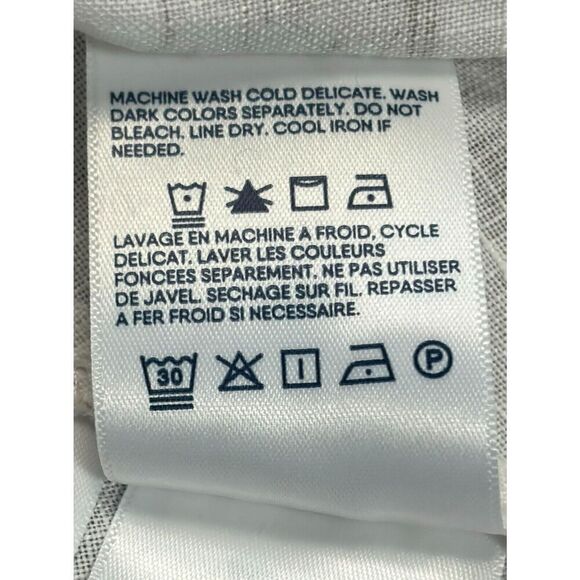 Lands’ End Top Size 3X Sleeveless 100% Linen Tan Palm Trees Resort Coastal - Picture 7 of 8